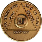 34 Year Bronze AA Meeting Chip