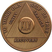 45 Year Bronze AA Meeting Chip