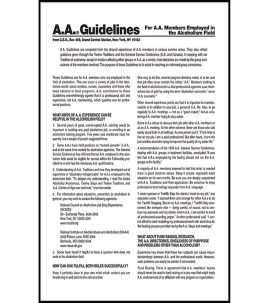 Guidelines - For A.A. Members Employed in the Alcoholism Field