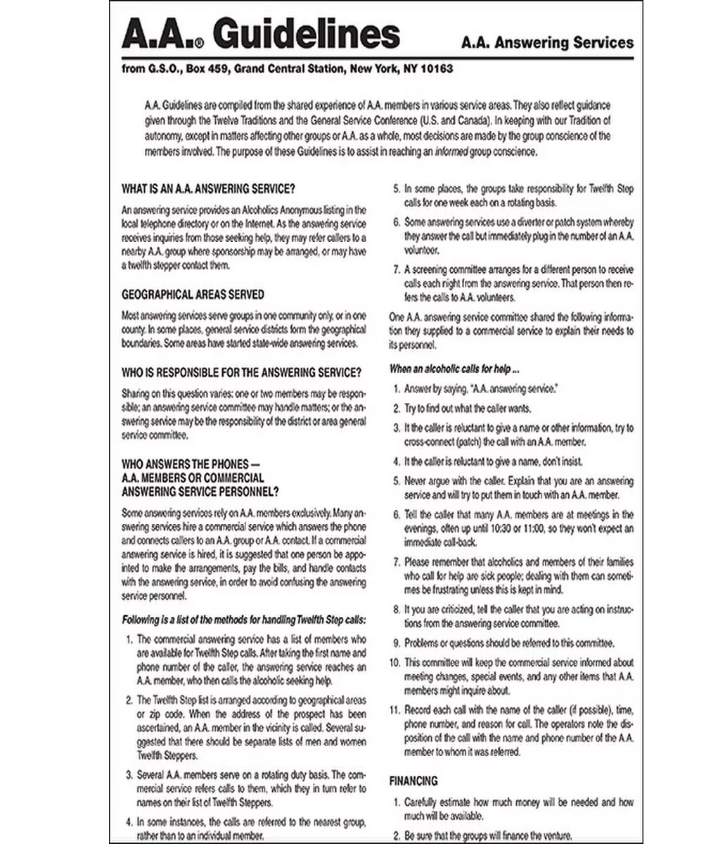 Guidelines - A.A. Answering Services