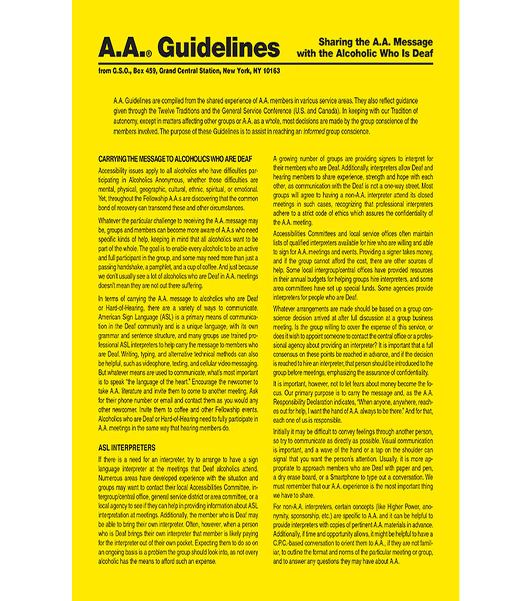 Guidelines - Sharing the A.A. Message with the Alcoholic who is Deaf