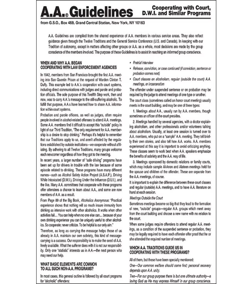 Guidelines - Cooperating with Court, D.W.I. and Similar Programs